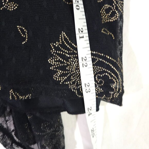 Black Gold Metallic Floral Sleeveless Tank Top With Rhinestone Strap Express S - Picture 8 of 9